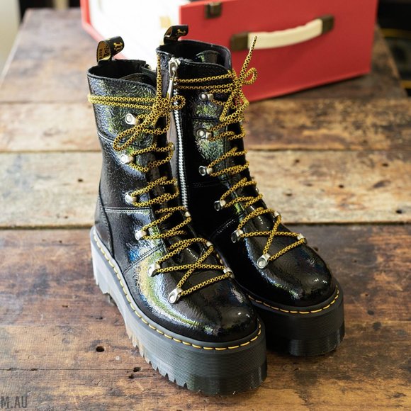 Dr. Martens Ghilana Max Distressed Patent Leather Platform Boots - Picture 8 of 13